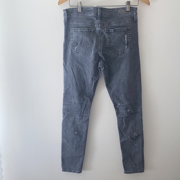 Ag Adriano Goldschmied Grey Soft The Farrah Skinny Crop Hi Rise Distressed Jean - Picture 6 of 9